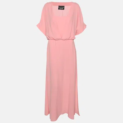 Pre-owned Boutique Moschino Pink Crepe Maxi Dress L