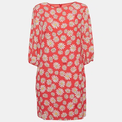 Pre-owned Boutique Moschino Pink Daisy Print Georgette Mini Dress M