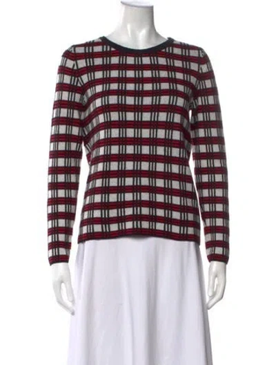 Pre-owned Boutique Moschino Plaid Print Crew Neck Sweater W/ Tags In Red