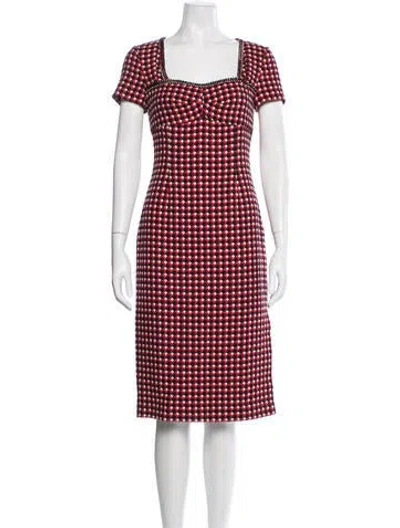 Pre-owned Boutique Moschino Plaid Print Knee-length Dress In Red
