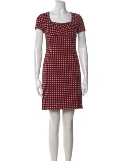 Pre-owned Boutique Moschino Plaid Print Mini Dress In Red