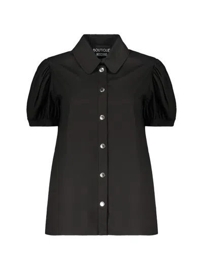 Boutique Moschino Puff-sleeve Short-sleeve Shirt In Black