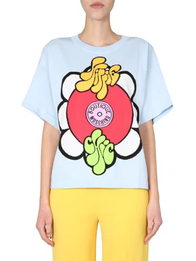 Boutique Moschino Round Neck T-shirt In Baby Blue