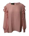 Boutique Moschino Ruffled Detail Blouse In Pink Silk In Pink