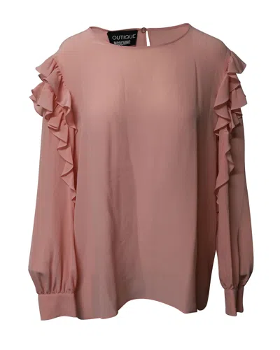 Boutique Moschino Ruffled Detail Blouse In Pink Silk