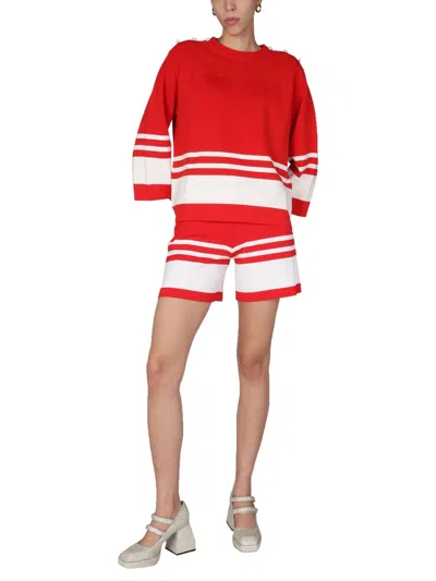 Boutique Moschino Sailor Mood Bermuda Shorts In Red