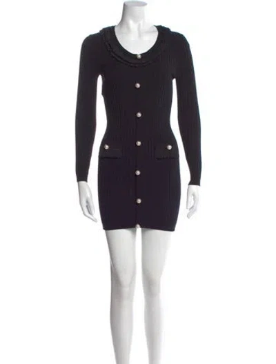 Pre-owned Boutique Moschino Scoop Neck Mini Dress In Black