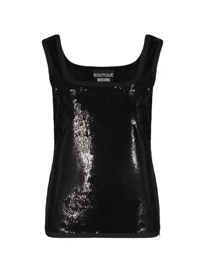 Boutique Moschino Sequin-embellished Blouse In Black