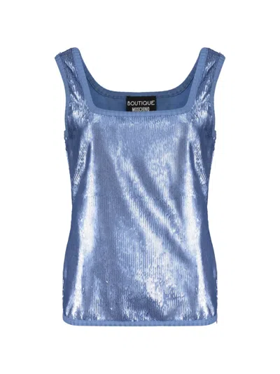 Boutique Moschino Sequin-embellished Top In Blue