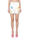 Shop Boutique Moschino Shorts In Broderie Anglaise Flower Chiné