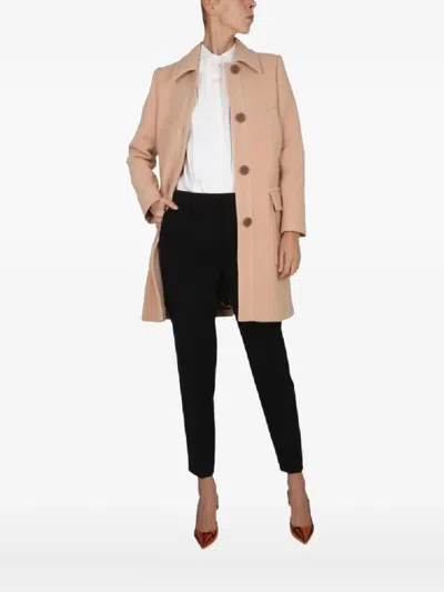 Boutique Moschino Classic Virgin Wool Jacket With Collar For Women In Beige