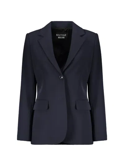 Boutique Moschino Single-breasted Notched-lapel Blazer In Blue