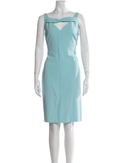 Pre-owned Boutique Moschino Square Neckline Knee-length Dress In Blue