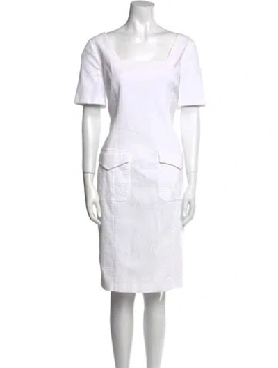 Pre-owned Boutique Moschino Square Neckline Knee-length Dress In White