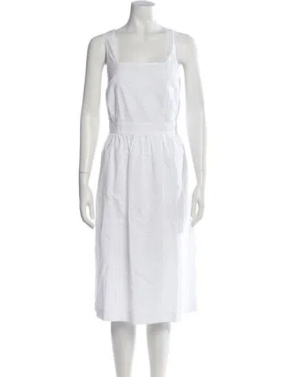 Pre-owned Boutique Moschino Square Neckline Midi Length Dress W/ Tags In White