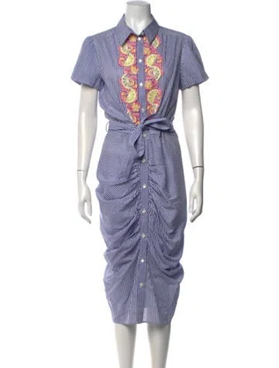 Pre-owned Boutique Moschino Striped Midi Length Dress In Blue