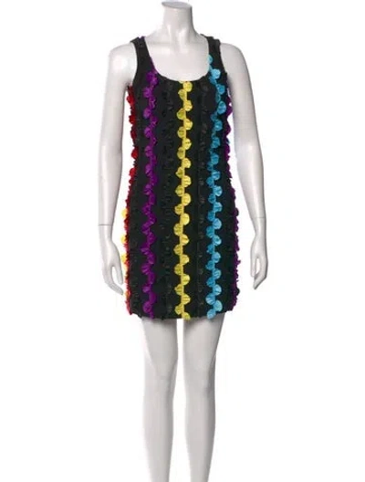 Pre-owned Boutique Moschino Striped Mini Dress W/ Tags In Black