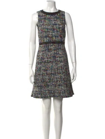 Pre-owned Boutique Moschino Tweed Pattern Knee-length Dress In Multi