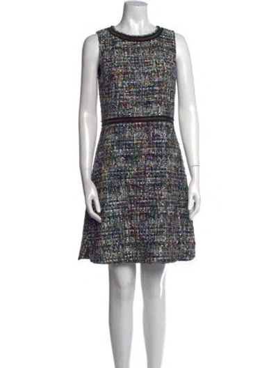 Pre-owned Boutique Moschino Tweed Pattern Mini Dress In Black