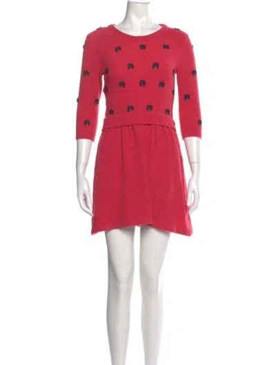 Pre-owned Boutique Moschino Virgin Wool Mini Dress W/ Tags In Red