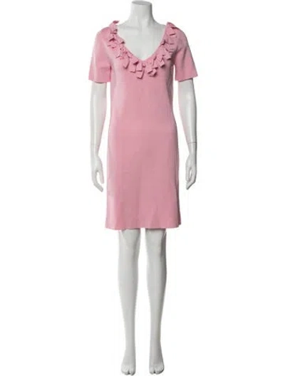 Pre-owned Boutique Moschino V-neck Knee-length Dress In Neutral
