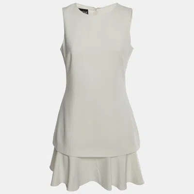Pre-owned Boutique Moschino White Crepe Sleeveless Mini Dress M