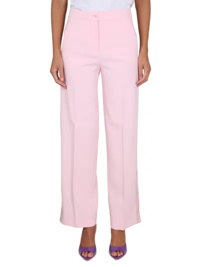 Boutique Moschino Wide-leg Pants With Button Closure And Belt Loops In Pink