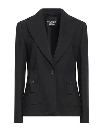 Boutique Moschino Woman Blazer Black Size 12 Polyester, Virgin Wool, Elastane