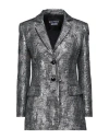 BOUTIQUE MOSCHINO BOUTIQUE MOSCHINO WOMAN BLAZER SILVER SIZE 10 POLYESTER, ACRYLIC, WOOL, POLYAMIDE