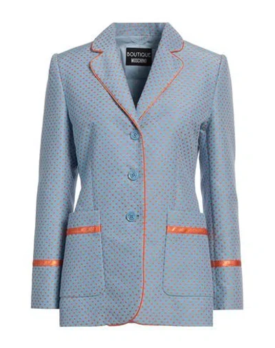 Boutique Moschino Woman Blazer Sky Blue Size 14 Polyester, Cotton