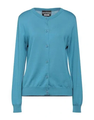 Boutique Moschino Woman Cardigan Azure Size 10 Virgin Wool In Blue