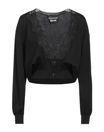 Boutique Moschino Woman Cardigan Black Size 8 Viscose, Polyamide