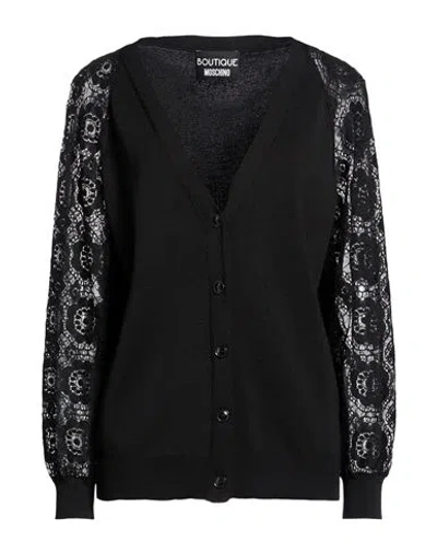 Boutique Moschino Woman Cardigan Black Size 14 Viscose, Polyamide, Cotton
