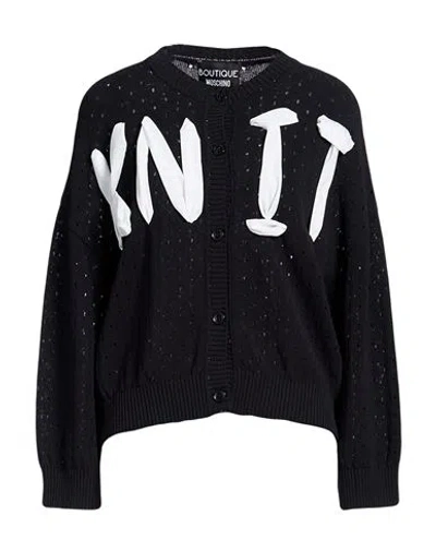 Boutique Moschino Woman Cardigan Black Size 6 Cotton, Polyamide