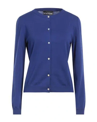 Boutique Moschino Woman Cardigan Blue Size 14 Cotton In Blue