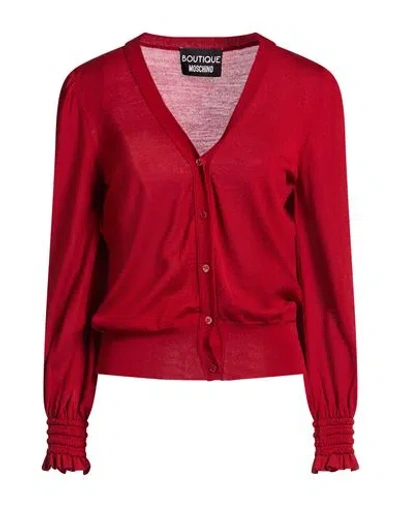 Boutique Moschino Woman Cardigan Brick Size 6 Virgin Wool In Red