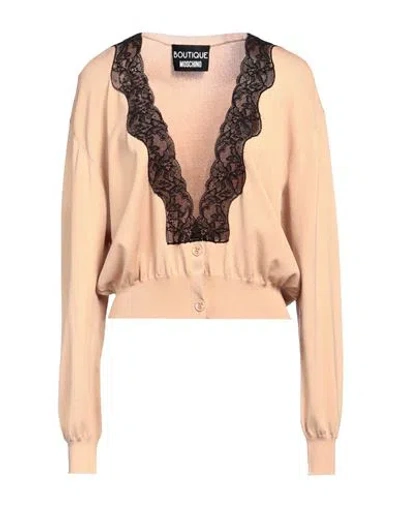 Boutique Moschino Woman Cardigan Camel Size 10 Viscose, Polyamide In Beige