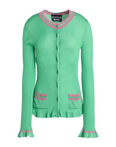 Boutique Moschino Woman Cardigan Green Size 8 Vinyon