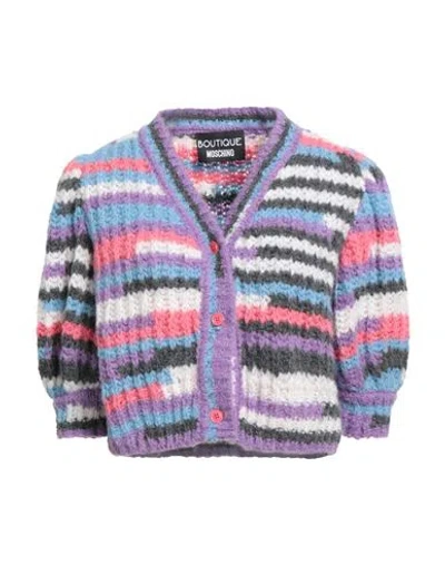 Boutique Moschino Woman Cardigan Lilac Size 12 Acrylic, Alpaca Wool, Wool, Polyamide In Purple