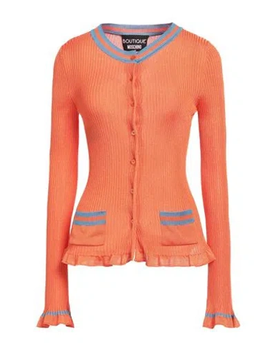 Boutique Moschino Woman Cardigan Orange Size 10 Vinyon