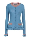 Boutique Moschino Woman Cardigan Pastel Blue Size 12 Vinyon