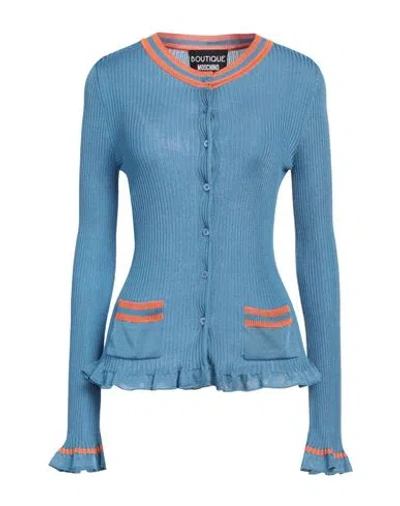 Boutique Moschino Woman Cardigan Pastel Blue Size 12 Vinyon