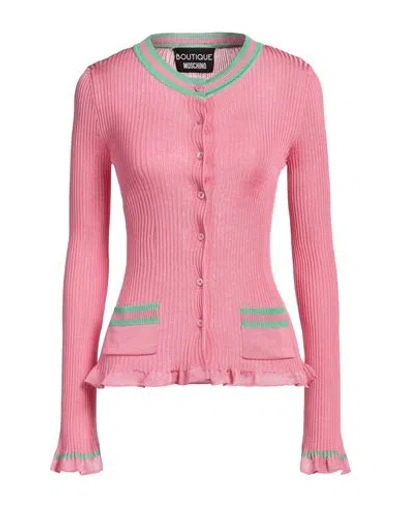 Boutique Moschino Woman Cardigan Pink Size 10 Vinyon