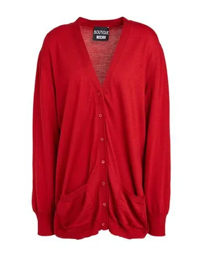 Boutique Moschino Woman Cardigan Red Size 12 Virgin Wool