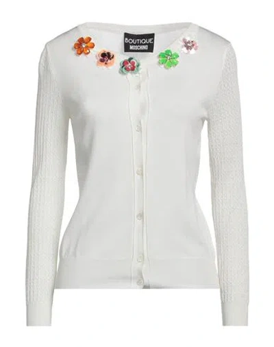 Boutique Moschino Woman Cardigan White Size 6 Viscose, Polyamide