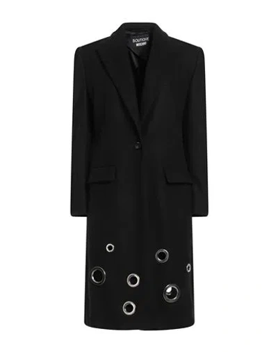 Boutique Moschino Woman Coat Black Size 10 Virgin Wool, Polyamide