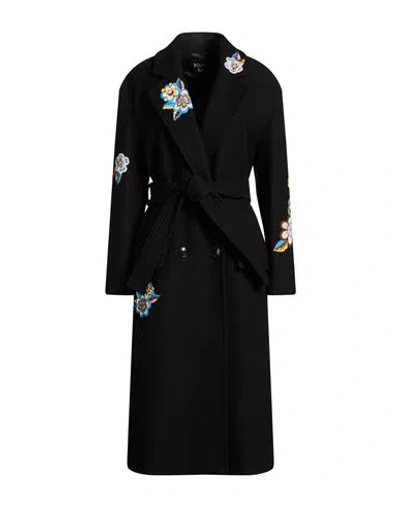 Boutique Moschino Woman Coat Black Size 6 Virgin Wool, Polyamide