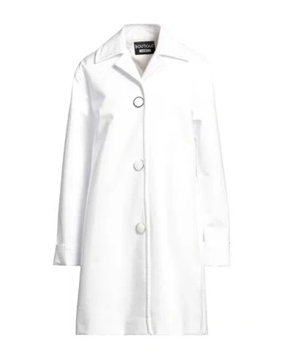 Boutique Moschino Woman Coat White Size 8 Polyester, Polyurethane