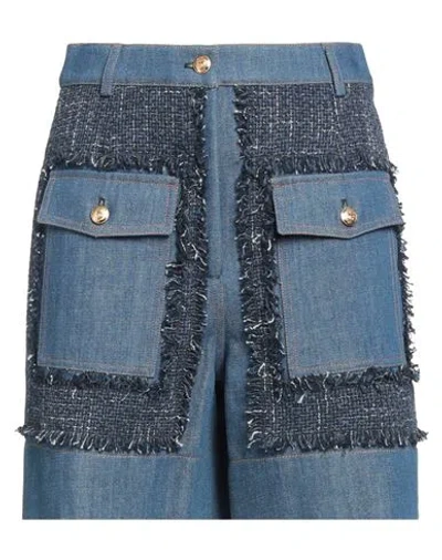 Boutique Moschino Woman Denim Shorts Blue Size 12 Cotton, Viscose, Polyamide