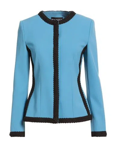 Boutique Moschino Woman Jacket Slate Blue Size 6 Polyester, Elastane